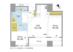 パークタワー池袋イーストプレイス 2LDKの間取図画像
