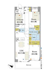 エスアリーナ弘明寺 2SLDKの間取図画像