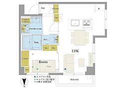 秀和第2高輪レジデンス 1LDKの間取図画像
