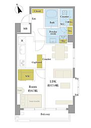 ビューシティ新宿御苑 1LDKの間取図画像