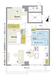 幡ヶ谷コーエイマンション 2LDKの間取図画像