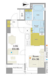 ライオンズシティ蔵前 1LDKの間取図画像