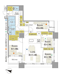 S4-TOWER 4LDKの間取図画像
