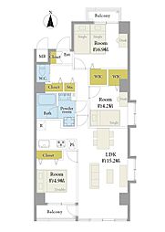 チュリス武蔵関 3LDKの間取図画像