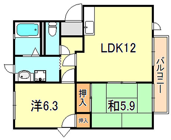兵庫県明石市魚住町清水(賃貸アパート2LDK・2階・54.81㎡)の写真 その2