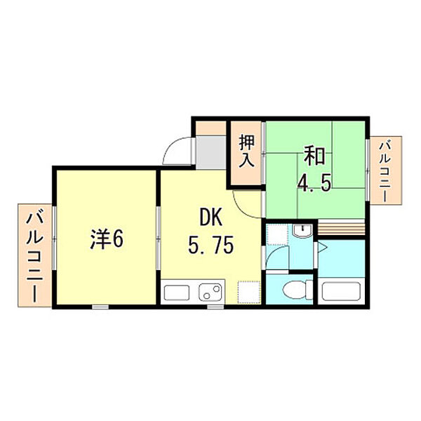 兵庫県明石市上ノ丸３丁目(賃貸アパート2DK・2階・36.02㎡)の写真 その2