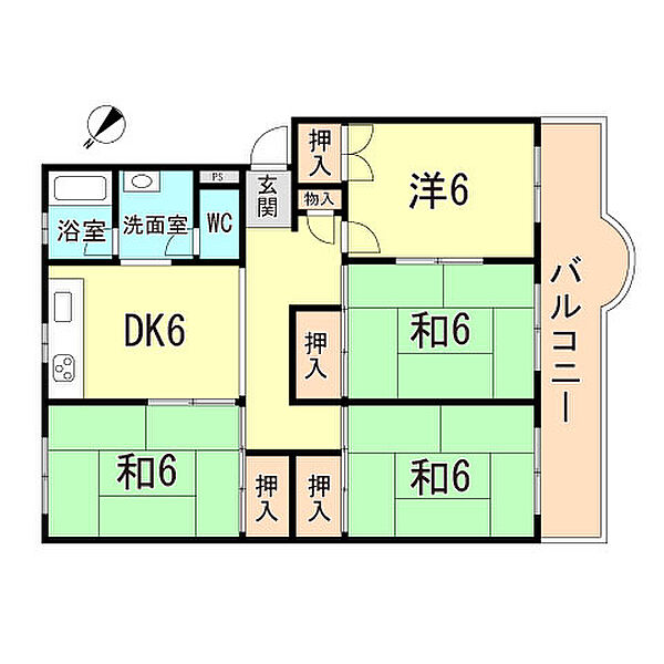 兵庫県明石市魚住町西岡(賃貸マンション4DK・4階・68.52㎡)の写真 その2