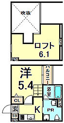 阪急神戸本線 園田駅 徒歩16分の賃貸アパート 1階1Kの間取り
