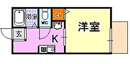 JR東海道・山陽本線 摂津本山駅 徒歩10分の賃貸アパート 2階1Kの間取り