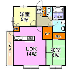 阪神本線 青木駅 徒歩6分の賃貸マンション 2階2SLDKの間取り