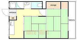 JR東海道・山陽本線 立花駅 徒歩9分の賃貸マンション 1階2Kの間取り