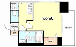 神戸市西神・山手線 湊川公園駅 徒歩6分の賃貸マンション 3階1Kの間取り