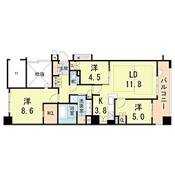パークシュロス芦屋 3LDKの間取図画像