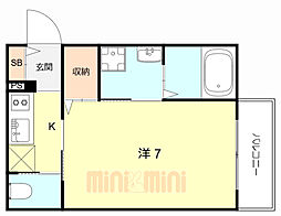JR東西線 加島駅 徒歩9分の賃貸アパート 2階1Kの間取り