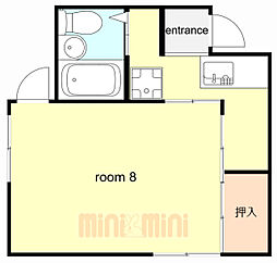 入山文化 1Kの間取図画像