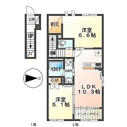 サクラーレ長坂 2LDKの間取図画像