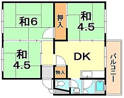 東垂水南住宅7B棟 3DKの間取図画像
