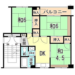 東垂水南住宅7B棟 3DKの間取図画像