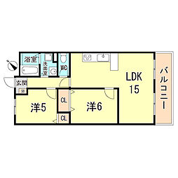 ユニハイム明石 2LDKの間取図画像