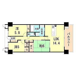 リブコートフェリスガーデン垂水 3LDKの間取図画像