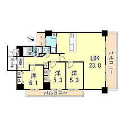 パームスクエアジェームス山 3LDKの間取図画像