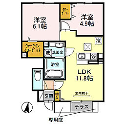 ポワロ・グランメール 2LDKの間取図画像