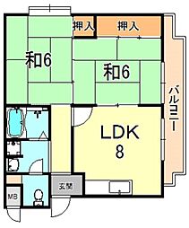 パレス五色山 2LDKの間取図画像