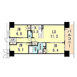 ディアエスコート明石西新町 3LDKの間取図画像