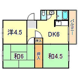 伊川谷住宅4号 3DKの間取図画像