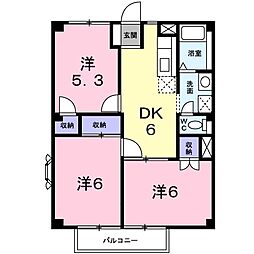 パークサイド谷八木 3DKの間取図画像