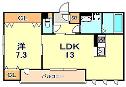 Bianca垂水 1LDKの間取図画像