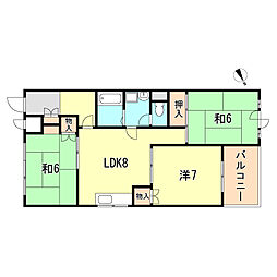 ハイツ永井 3LDKの間取図画像