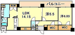 カナーレ桜町 2LDKの間取図画像