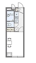 レオパレスロックヒルズ竜が岡 1Kの間取図画像