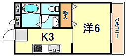 たのし荘 1Kの間取図画像