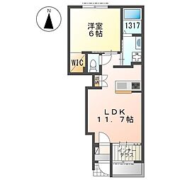 ハルカスウエスト 1LDKの間取図画像