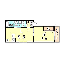 (仮称)大久保町駅前アパート 1LDKの間取図画像