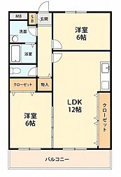 ウエストヴィラ西本 3DKの間取図画像