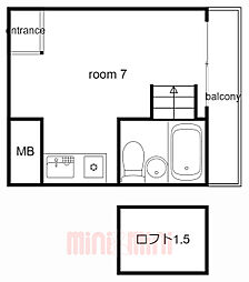 リアライズ塩屋 ワンルームの間取図画像