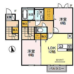 セントラルグレイスC 2LDKの間取図画像