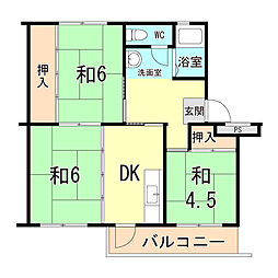 東垂水南住宅7B棟 3DKの間取図画像