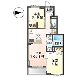 サクラーレ長坂 2LDKの間取図画像