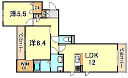 CASAPINO2 2LDKの間取図画像