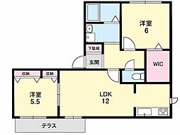 アデアコートB 2LDKの間取図画像