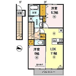 フローラ 2LDKの間取図画像