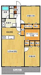 パティオタワー大宮 8階2SLDKの間取り