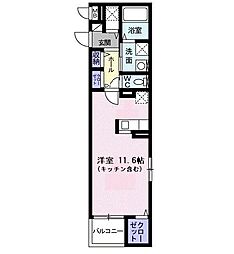 スリーエム 1Kの間取図画像