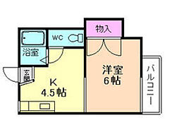 大槻ハイツ 1DKの間取図画像