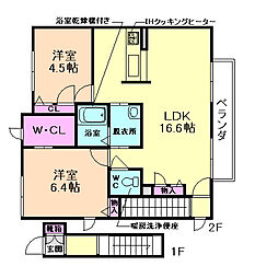 東畑ガーデンハイツ 2LDKの間取図画像