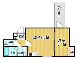 池田市神田1丁目アパート 1LDKの間取図画像